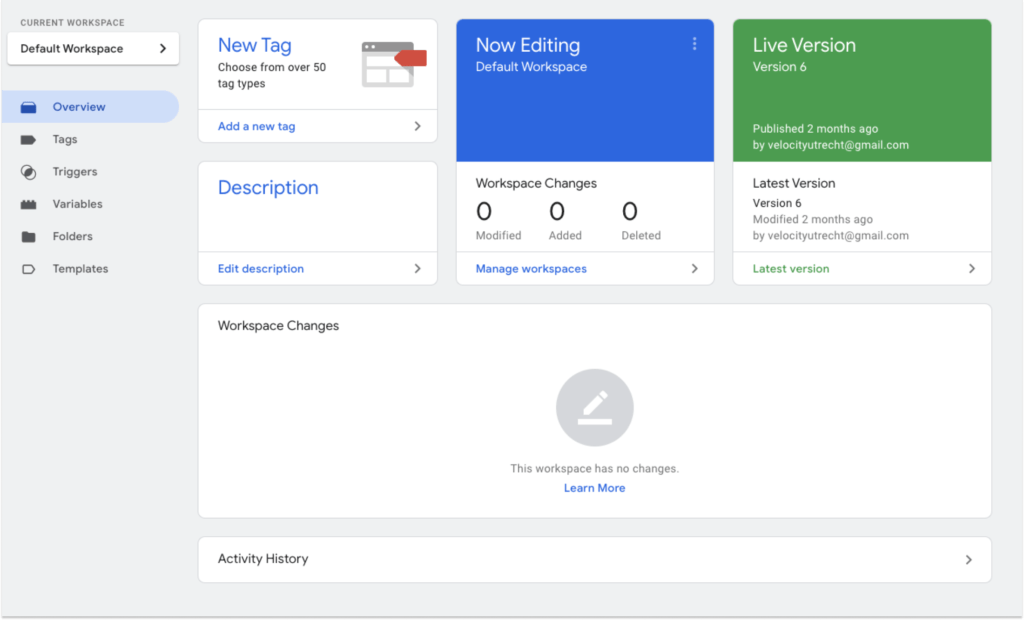 Google Tag Manager Dashboard-container