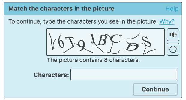 Google reCAPTCHA characters